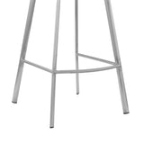 Aura White Faux Leather and Brushed Stainless Steel Swivel 26" Counter Stool