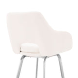 Aura White Faux Leather and Brushed Stainless Steel Swivel 30" Bar Stool