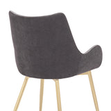 Avery Two Tone Grey Fabric Dining Room Chair with Gold Legs