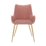Avery Pink Fabric Dining Room Chair with Gold Legs