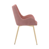 Avery Pink Fabric Dining Room Chair with Gold Legs