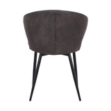 Ava Contemporary Dining Chair in Black Powder Coated Finish and Gray Faux Leather
