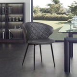 Ava Contemporary Dining Chair in Black Powder Coated Finish and Gray Faux Leather