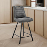 Arizona 26" Counter Height Bar Stool in Charcoal Fabric and Black Finish