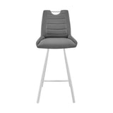 Arizona 26" Counter Height Bar Stool in Charcoal Faux Leather and Brushed Stainless Steel Finish