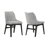 Azalea Gray Fabric and Black Wood Dining Side Chairs - Set of 2