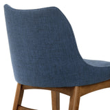 Azalea Blue Fabric and Walnut Wood Dining Side Chairs - Set of 2