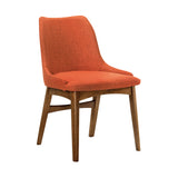 Azalea Orange Fabric and Walnut Wood Dining Side Chairs - Set of 2