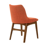 Azalea Orange Fabric and Walnut Wood Dining Side Chairs - Set of 2