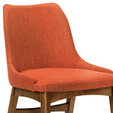 Azalea Orange Fabric and Walnut Wood Dining Side Chairs - Set of 2