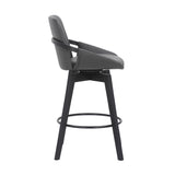 Baylor 26" Gray Faux Leather and Black Wood Swivel Bar Stool