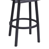 Balboa 26" Counter Height Swivel Vintage Black Faux Leather and Metal Bar Stool with Arms