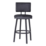 Balboa 26" Counter Height Swivel Vintage Black Faux Leather and Metal Bar Stool