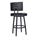 Balboa 26" Counter Height Swivel Vintage Black Faux Leather and Metal Bar Stool