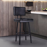 Balboa 26" Counter Height Swivel Vintage Black Faux Leather and Metal Bar Stool