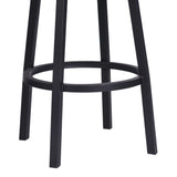 Balboa 30" Bar Height Swivel Vintage Black Faux Leather and Metal Bar Stool