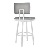 Balboa 26" Counter Height Swivel Vintage Grey and Brushed Stainless Steel Bar Stool 