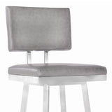 Balboa 26" Counter Height Swivel Vintage Grey and Brushed Stainless Steel Bar Stool 