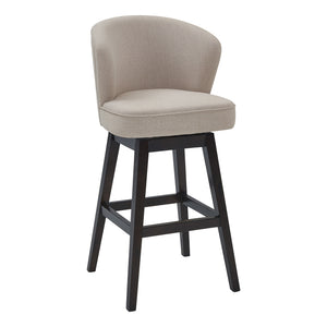 Brandy 26" Counter Height Swivel Tan Fabric and Espresso Wood Bar Stool