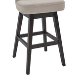 Brandy 26" Counter Height Swivel Tan Fabric and Espresso Wood Bar Stool