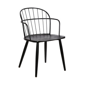 Bradley Steel Framed Side Chair in Black Powder Coated Finish and Black Brushed Wood