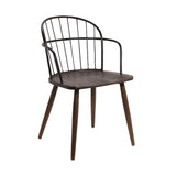 Bradley Steel Framed Side Chair in Black Powder Coated Finish and Walnut Glazed Wood