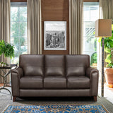 Bergen 87" Espresso Genuine Leather Square Arm Sofa