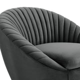 Bella Dark Gray Velvet Swivel Accent Chair with Black Base