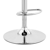 Benson Adjustable Gray Faux Leather and Black Wood Bar Stool with Chrome Base