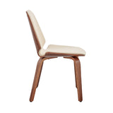 Brinley Cream Faux Leather and Walnut Wood Dining Room Accent Chair