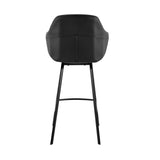 Brigden Black Faux Leather and Black Metal Swivel 30" Bar Stool