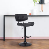 Brooklyn Adjustable Swivel Black Faux Leather and Black Wood Bar Stool with Black Base