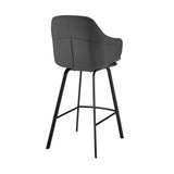 Brigden Gray Faux Leather and Black Metal Swivel 26" Counter Stool