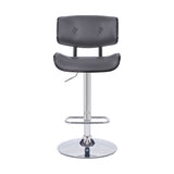 Brooklyn Adjustable Swivel Grey Faux Leather and Black Wood Bar Stool with Chrome Base