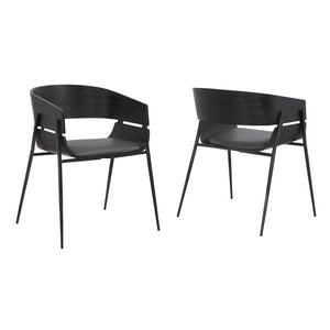 Bronte Wood and Metal Contemporary Dining Room Chairs Set of 2