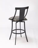 Brisbane Contemporary 26" Counter Height Barstool in Matte Black Finish and Vintage Gray Faux Leather