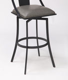 Brisbane Contemporary 26" Counter Height Barstool in Matte Black Finish and Vintage Gray Faux Leather