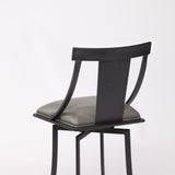 Brisbane Contemporary 30" Bar Height Barstool in Matte Black Finish and Vintage Gray Faux Leather