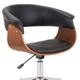 Bellevue Mid-Century Office Chair in Chrome Finish with Black Faux Leather and Walnut Veneer