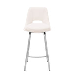 Carise White Faux Leather and Brushed Stainless Steel Swivel 26" Counter Stool
