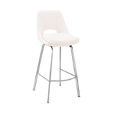 Carise White Faux Leather and Brushed Stainless Steel Swivel 26" Counter Stool