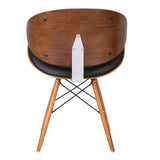 Cassie Mid-Century Dining Chair in Walnut Wood and Black Faux Leather