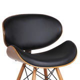 Cassie Mid-Century Dining Chair in Walnut Wood and Black Faux Leather