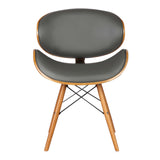 Cassie Mid-Century Dining Chair in Walnut Wood and Gray Faux Leather