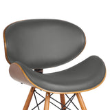 Cassie Mid-Century Dining Chair in Walnut Wood and Gray Faux Leather