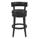 Corbin 26" Counter Height Swivel Onyx Faux Leather and Espresso Wood Bar Stool