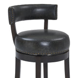 Corbin 26" Counter Height Swivel Onyx Faux Leather and Espresso Wood Bar Stool