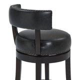 Corbin 26" Counter Height Swivel Onyx Faux Leather and Espresso Wood Bar Stool