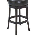 Corbin 26" Counter Height Swivel Onyx Faux Leather and Espresso Wood Bar Stool