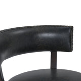 Corbin 30" Bar Height Swivel Onyx Faux Leather and Espresso Wood Bar Stool